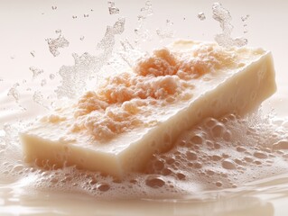 A floating soap bar with lather forming on the sur  539 food, macro, yellow, closeup, fruit, lemon,...