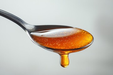 A floating spoon with a droplet of soup against a   530 glass, drink, alcohol, wine, cognac, white, isolated, spoon, liquid, food, brandy, honey, beverage, sweet, cocktail, party, object, wineglass, y