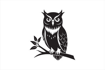 Fototapeta premium Horned Owl silhouette vector illustration