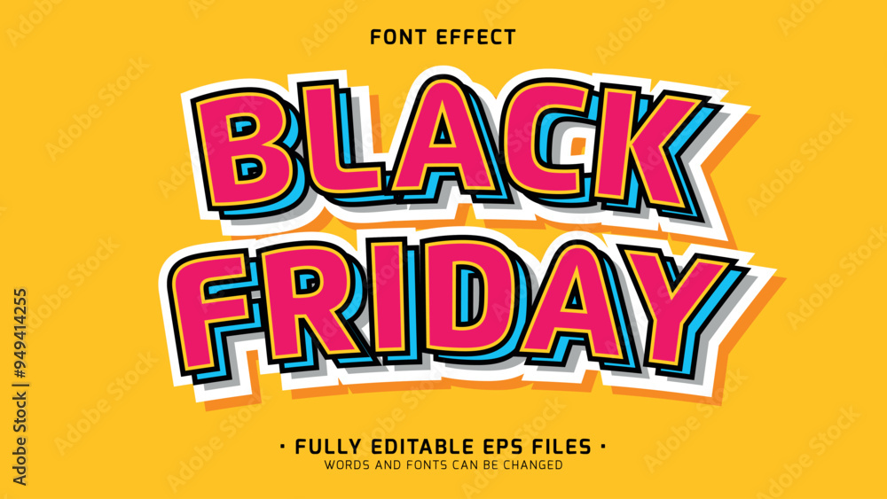 Aufkleber minimalists sticker style vector text effect with black friday word font effect
