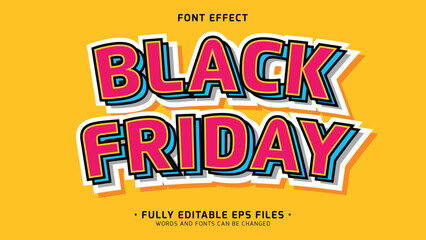 minimalists sticker style vector text effect with black friday word font effect