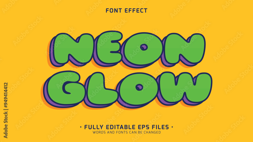 Poster bold and minimalists style vector text effect with neon glow word food and drink font effect