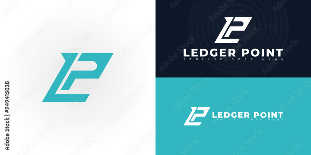 Poster modern vector initial letter lp or pl in blue color isolated on multiple background colors. the logo