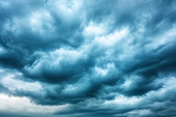 Obraz premium Beautiful dark dramatic sky with stormy clouds before rain or snow. Thunderstorm heaven landscape. Generative Ai