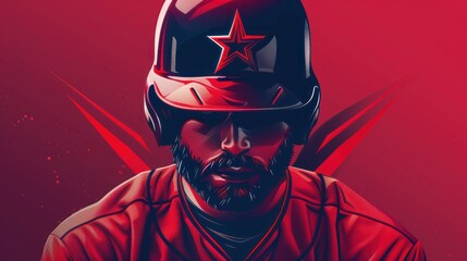 Baseball Player with Red and Blue Colors