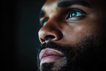 Obraz premium A hyperrealistic portrait of a determined mindset, with copy space