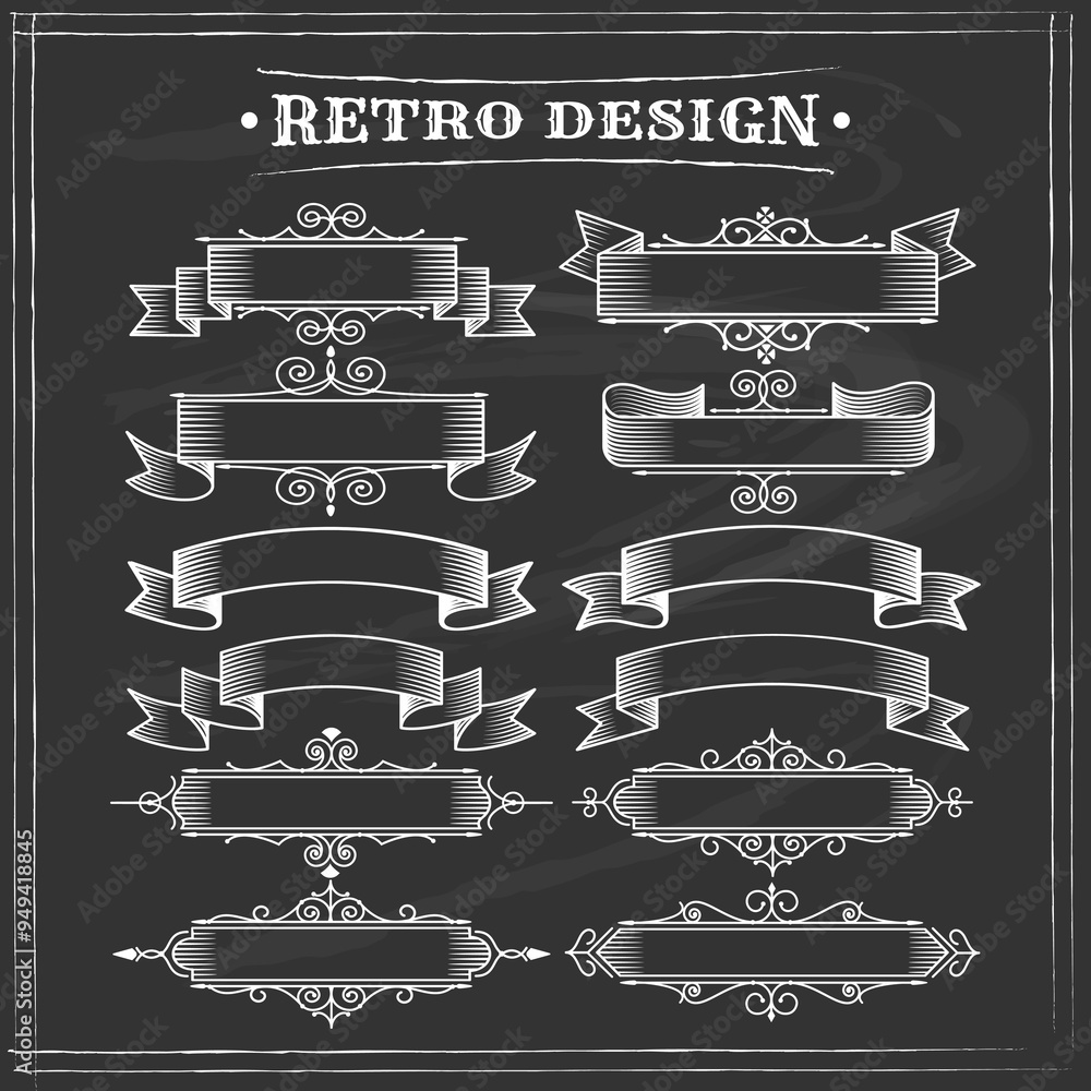 Canvas Prints retro horizontal banner set