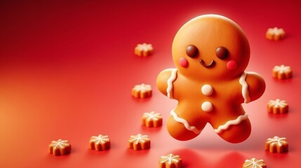 Fototapeta premium 3D cute christmas gingerbread man