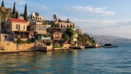 Fototapeta premium Picturesque Houses on a Coastal Hillside