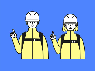 災害に備える男女のイラスト
