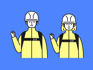 災害に備える男女のイラスト