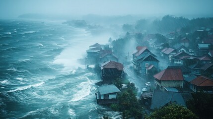 Tropical Storm Fury: Wild Weather of Heavy Rain and Wind Batters Coastal Town in Turbulent Encounter