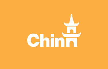 China. China country flat vector logo design with iconic place.