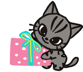 cat with gift