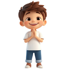 Smiling Child with Hands in Prayer Pose
