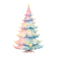 Beautifully decorated pastel Christmas tree with glowing lights and star topper for holiday celebrations.