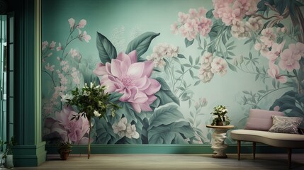 Vintage-inspired wallpaper with delicate floral