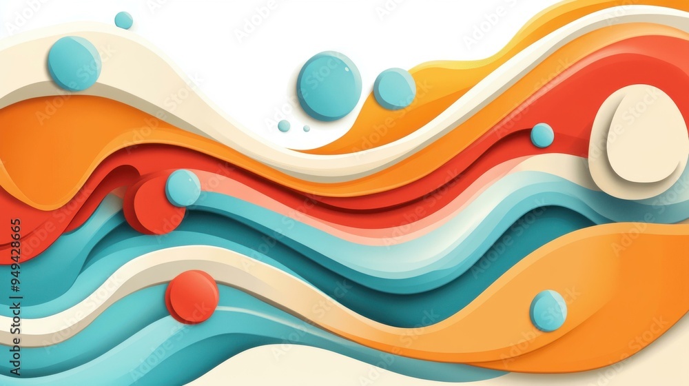 Poster a vibrant wave background in a modern cartoon style, featuring colorful textures that add depth and 