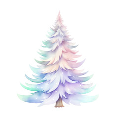 Obraz premium Beautiful digital illustration of a pastel-colored Christmas tree with soft gradient hues. Perfect for holiday-themed projects and designs.