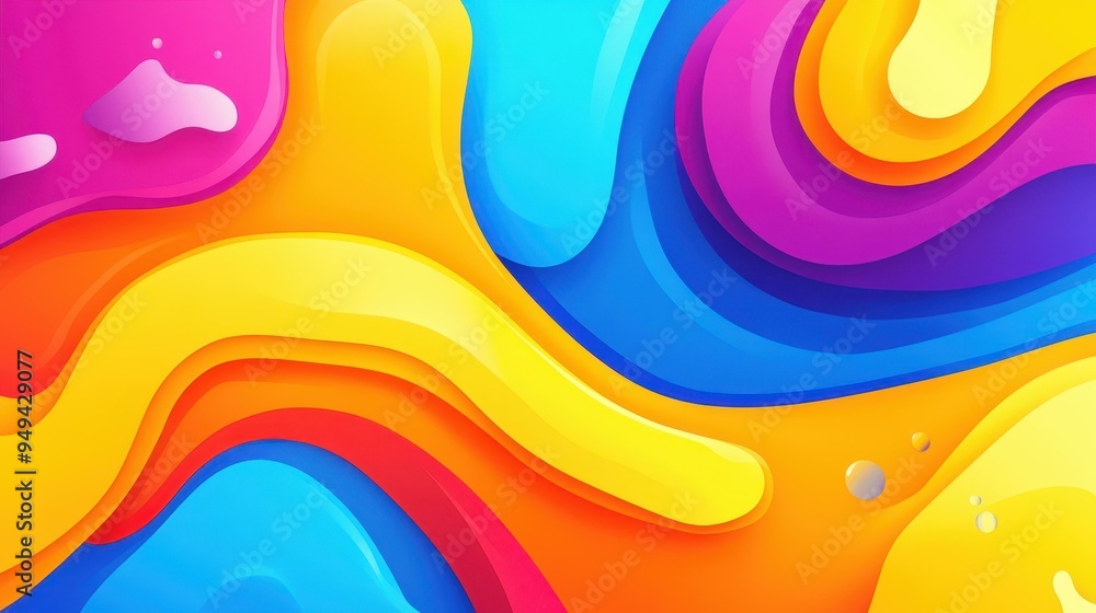 Poster vibrant fluid shapes create a unique vector background, blending textures in a playful, modern carto
