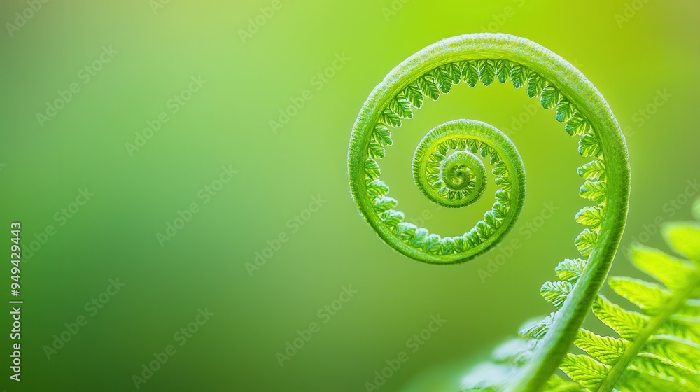 Poster Green Fern Spiral.