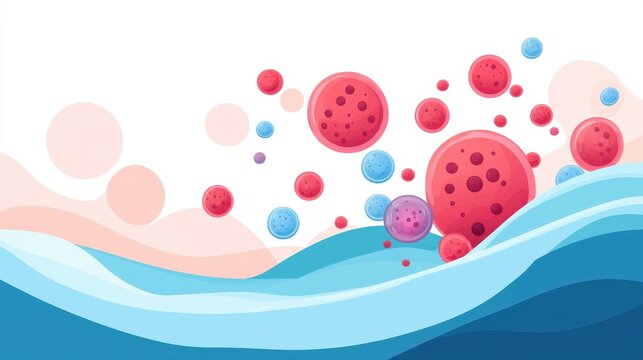Fun art of mycoplasma cells shows their tiny size and unique wallless structure in a vibrant cartoon style.
