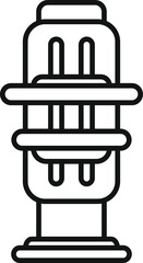 Simple black and white line drawing of a baby's high chair, ideal for projects related to childcare, parenting, or baby products