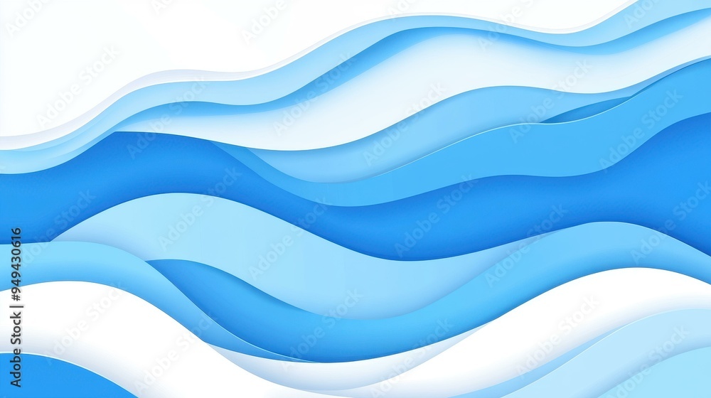 Poster a vibrant blue wave design with smooth lines, creating a serene backdrop that evokes calmness and cr