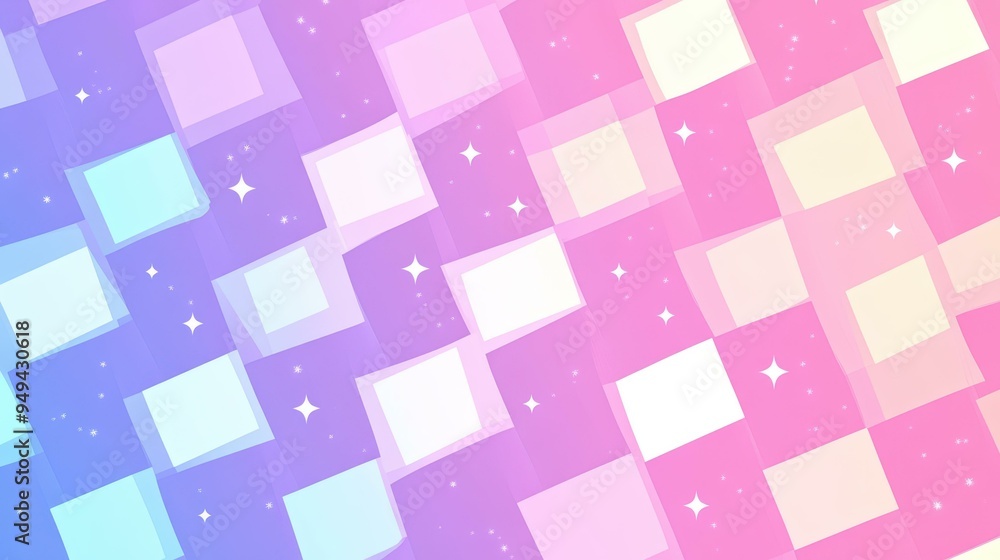 Poster dive into a dreamy world with our pastel checkered gradient background adorned with playful stars fo