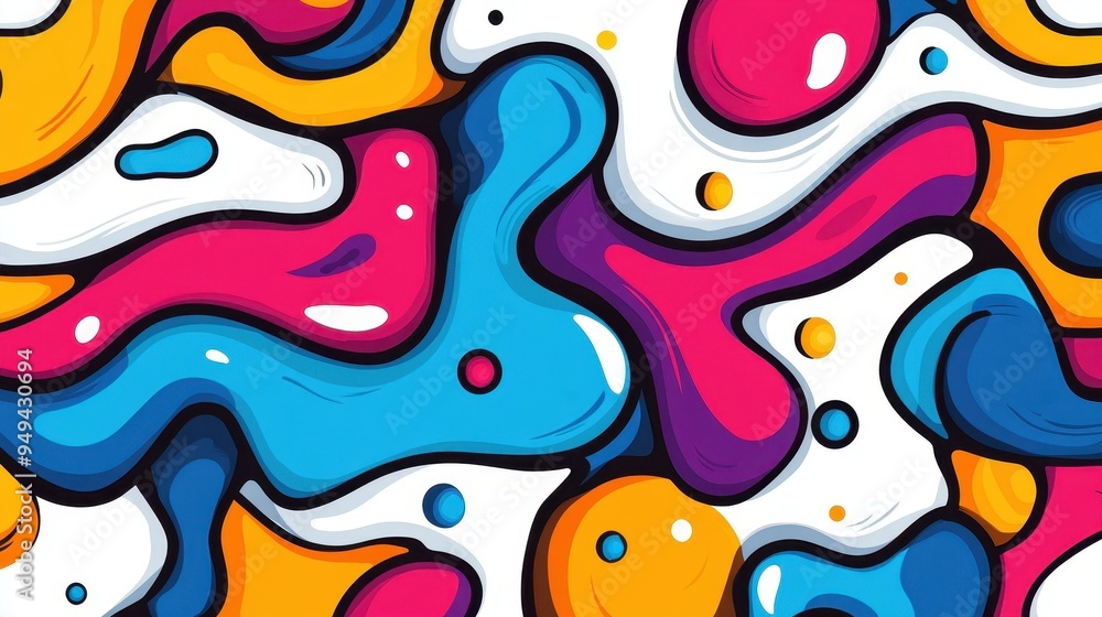 Poster vibrant pop artinspired background with abstract spots. a playful blend of modern patterns and color