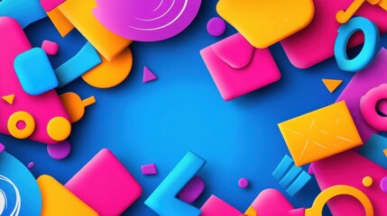 Dive into a chaotic abstract world of 3D shapes where realism meets artistry in vibrant textures and playful forms.