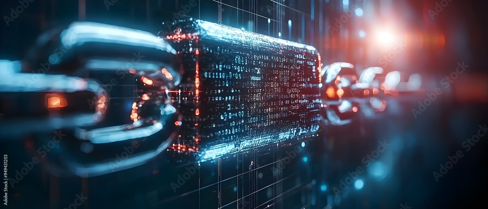 Poster depicting a digital wallet embedded within a blockchain network symbolizing the transparency and sec