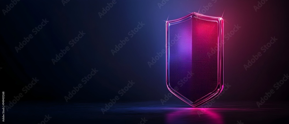 Poster digital wallet icon with a shield symbolizing protection against fraud and unauthorized access photo