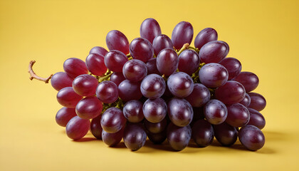 Fototapeta premium Purple Grapes isolated on yellow background