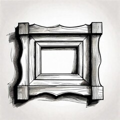 Black and White Comic-Style Wooden Frame. Mockups, Art Display, Illustrations