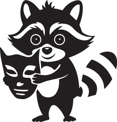 Raccoon vector black silhouette design for T-Shirt