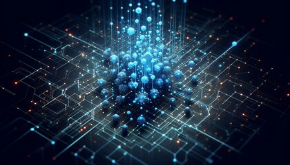 Fototapeta premium Cyber big data flow blockchain data network line