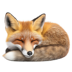 Obraz premium Adorable illustration of a sleeping fox, curled up with its eyes closed, showing tranquility and serenity in a detailed and lifelike style.