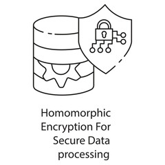 Homomorphic Encryption for Secure Data Processing Icon. Vector Icon Design