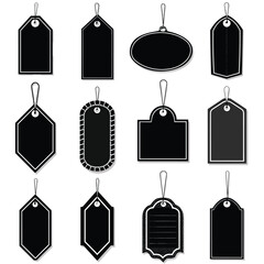 Set of sale sticker, price tag, quality mark, Black icons on white background, Black blank stickers promo set. Collection of flat starburst, sale or price tag, quality mark design. 