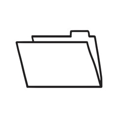 Open Folder Icon. Black line in White Background. Hand-Drawn Doodle Cartoon Style