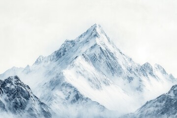 Obraz premium Snow-capped mountain peak chinese ink painting, with copy space