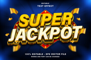 Super Jackpot Game Title 3d Editable Text Effect Template Style Premium Vector
