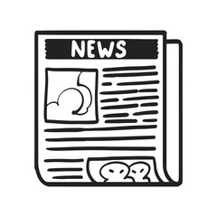 News Headlines Line Art. Newspaper hand drawn black and white. doodle business object