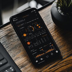 Fototapeta premium Smartphone Display with Financial Data and Charts