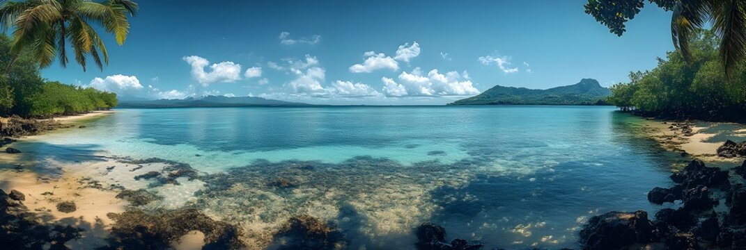 Stunning Panoramic View of the Serene Chuuk Lagoon in Micronesia