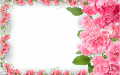 pink rose petals frame