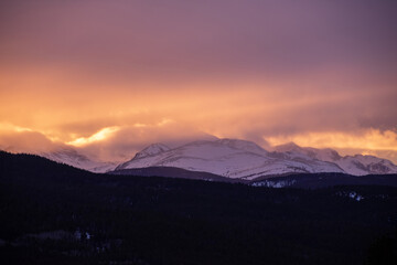 Sky alight with color in the colorado rocky mountains