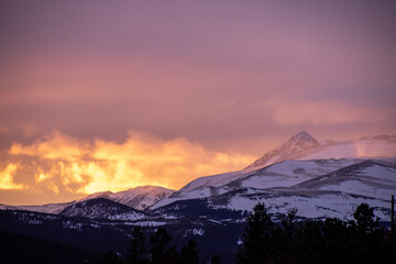 Sky alight with color in the colorado rocky mountains