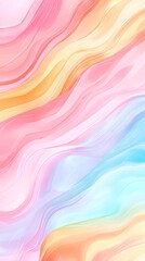 Obraz premium an abstract design featuring wavy, flowing lines in a variety of pastel colors. The colors include shades of pink, orange, yellow, blue, and purple, blending smoothly into one another